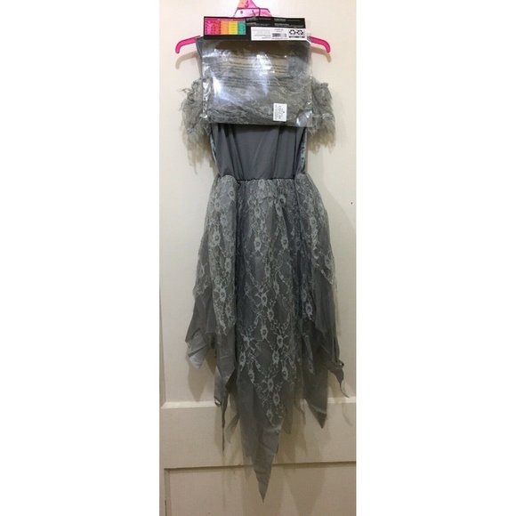 Ghost Bride Halloween Costume Girls M Spooky Skeleton Heart Dress Gothic Cosplay - Picture 4 of 9